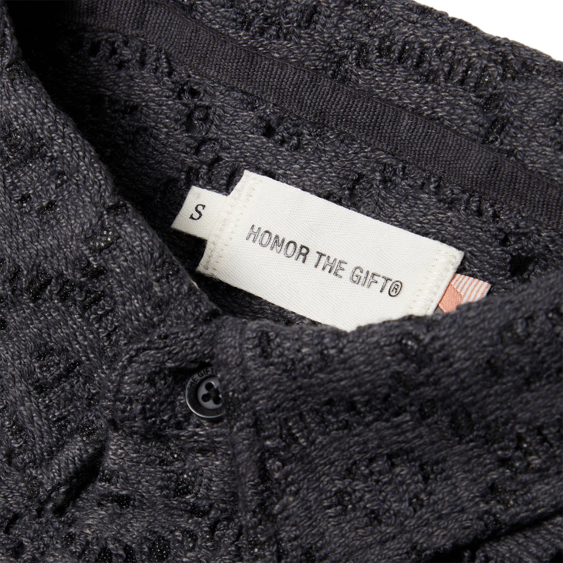 Honor The Gift Crochet Button Up Shirt (Black)