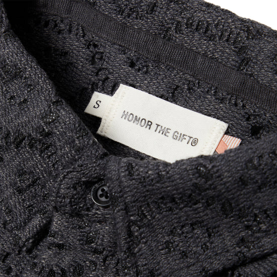 Honor The Gift Crochet Button Up Shirt (Black)
