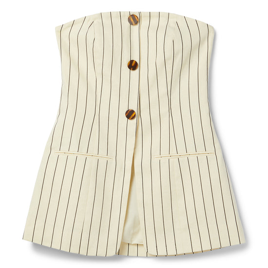 Simon Miller Mori Strapless Linen Top (Cream Pinstripe)