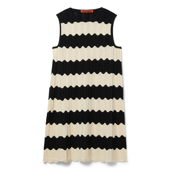 Simon Miller Moji Knit Mini Dress (Black/Macadamia Wave Stripe)