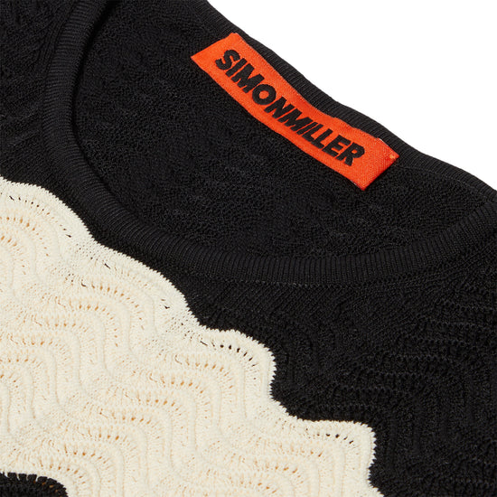 Simon Miller Moji Knit Mini Dress (Black/Macadamia Wave Stripe)