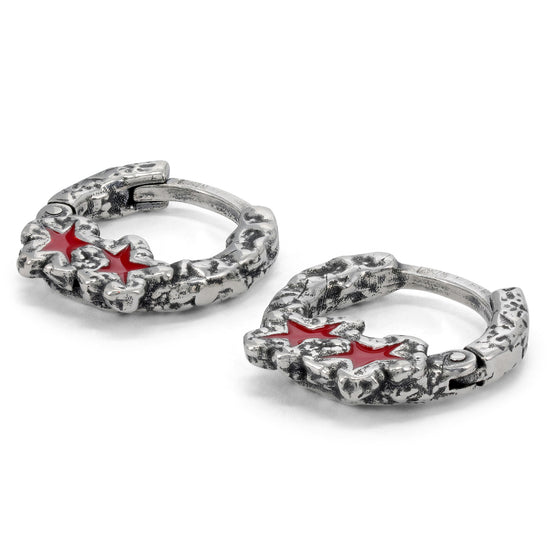 TwoJeys Red Melted Stars Earrings (Silver)