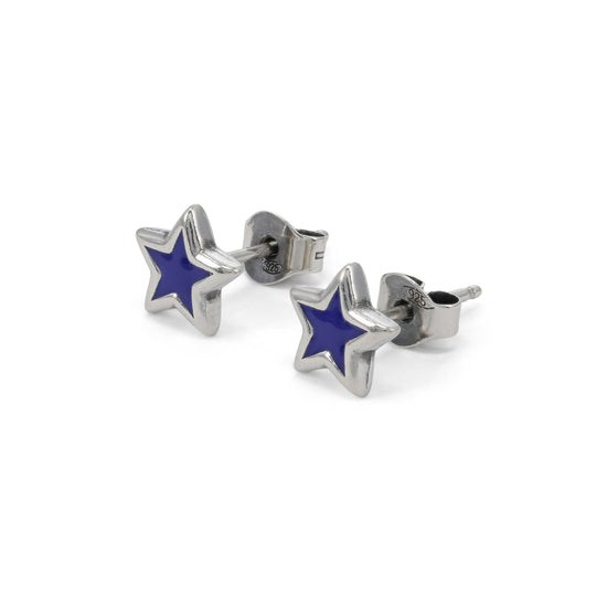 TwoJeys Enameled Star Studs Earrings (Silver)