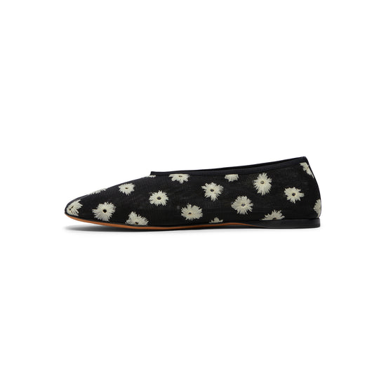 Proenza Schouler Tee Embroidered Stretch Mesh Slippers (Black/Resin)