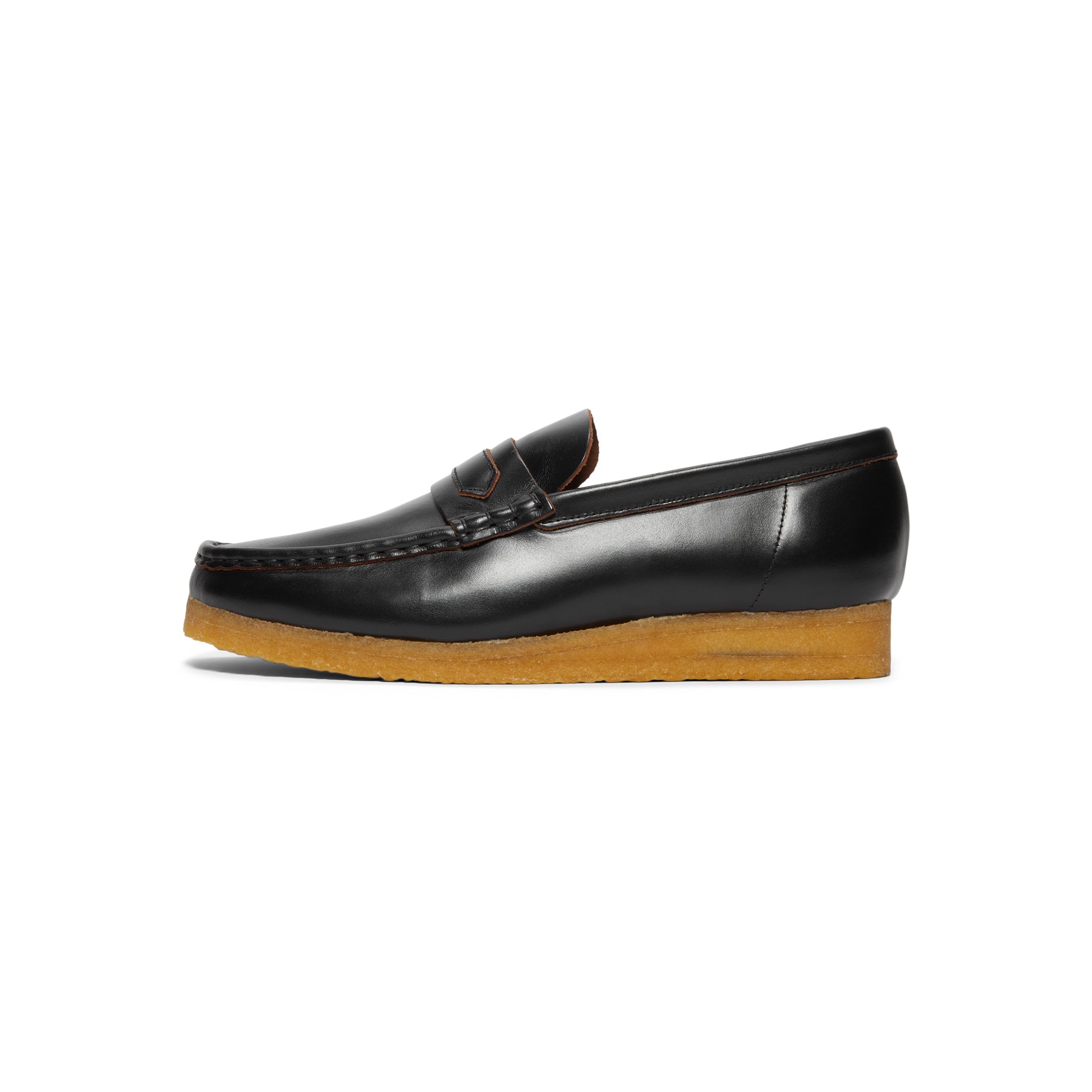 Clarks Wallabee Penny Loafer  (Black Smooth Leather)