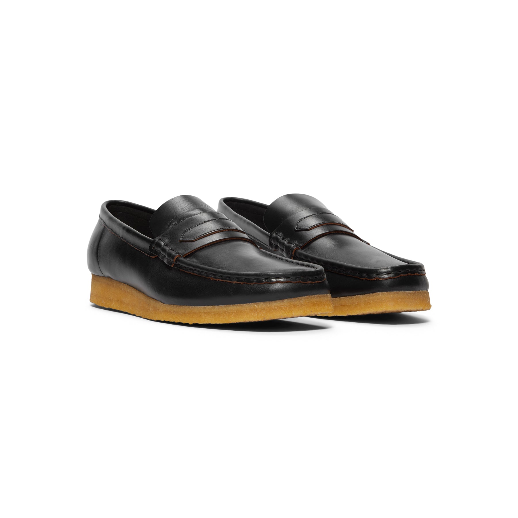 Clarks Wallabee Penny Loafer  (Black Smooth Leather)