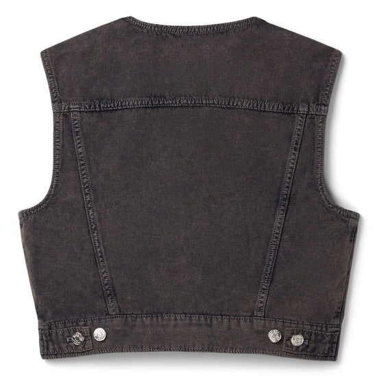 Moschino Jeans Overtinted Cotton Canvas Vest (Dark Grey)