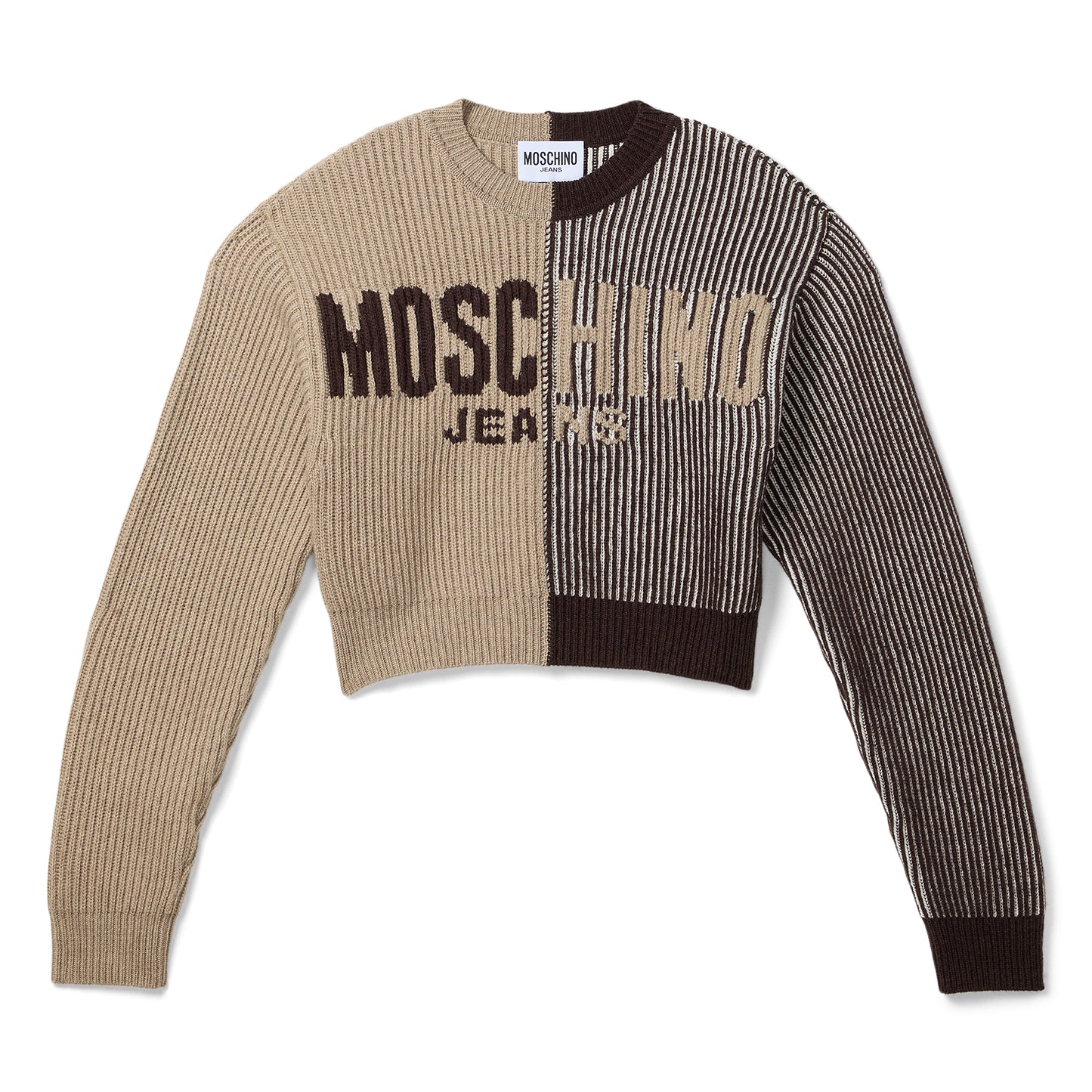 Moschino Jeans Two Tone Cashmere Sweater (Brown)