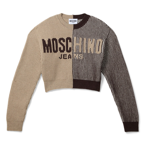 Moschino Jeans Two Tone Cashmere Sweater (Brown)