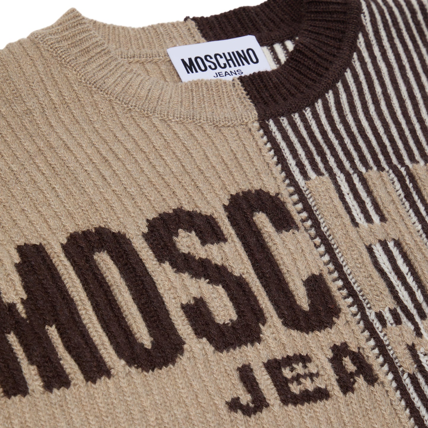 Moschino Jeans Two Tone Cashmere Sweater (Brown)