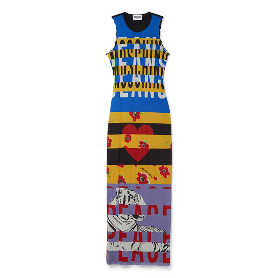 Moschino Jeans Printed Tulle Dress (Multi-Color)