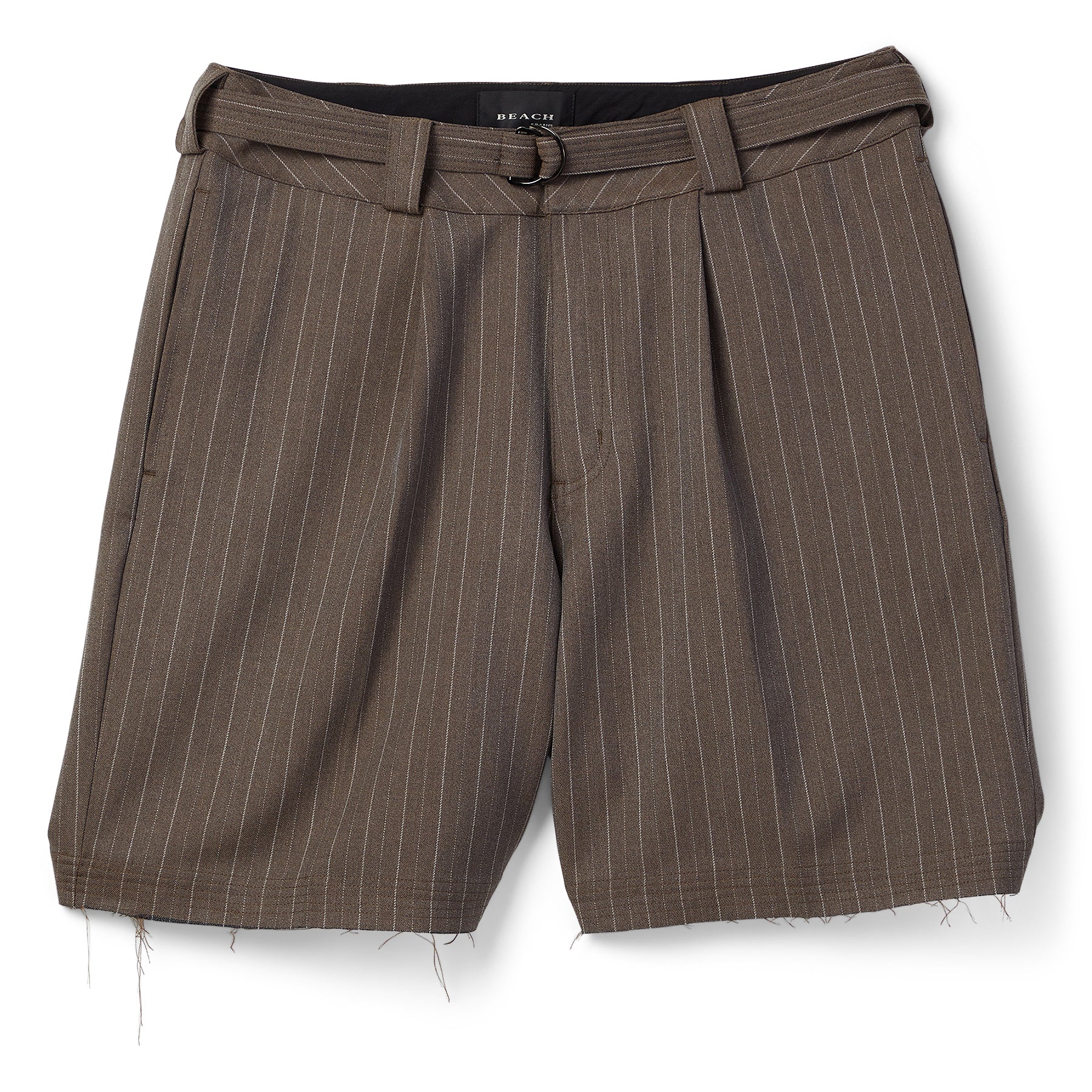 Beach Brains Pleated Suit Short (Chocolate pinstripe)