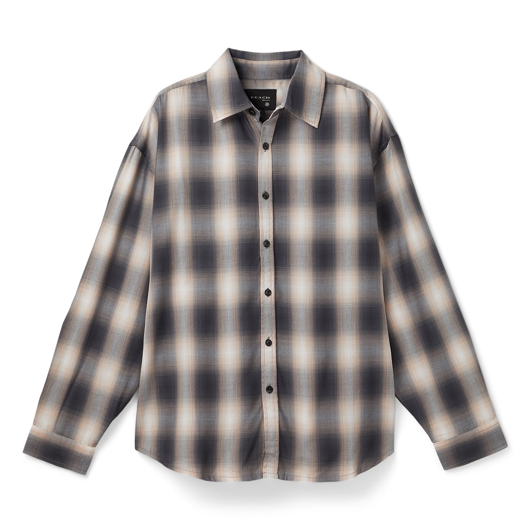 Beach Brains Drop Long Sleeve Shirt (Grey/Pink check)