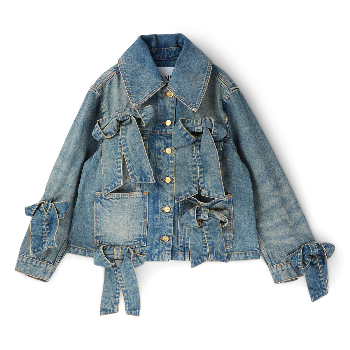 GANNI Tint Rigid Denim Jacket (Mid Blue Vintage)