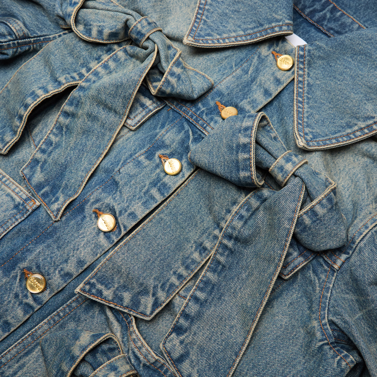 GANNI Tint Rigid Denim Jacket (Mid Blue Vintage)