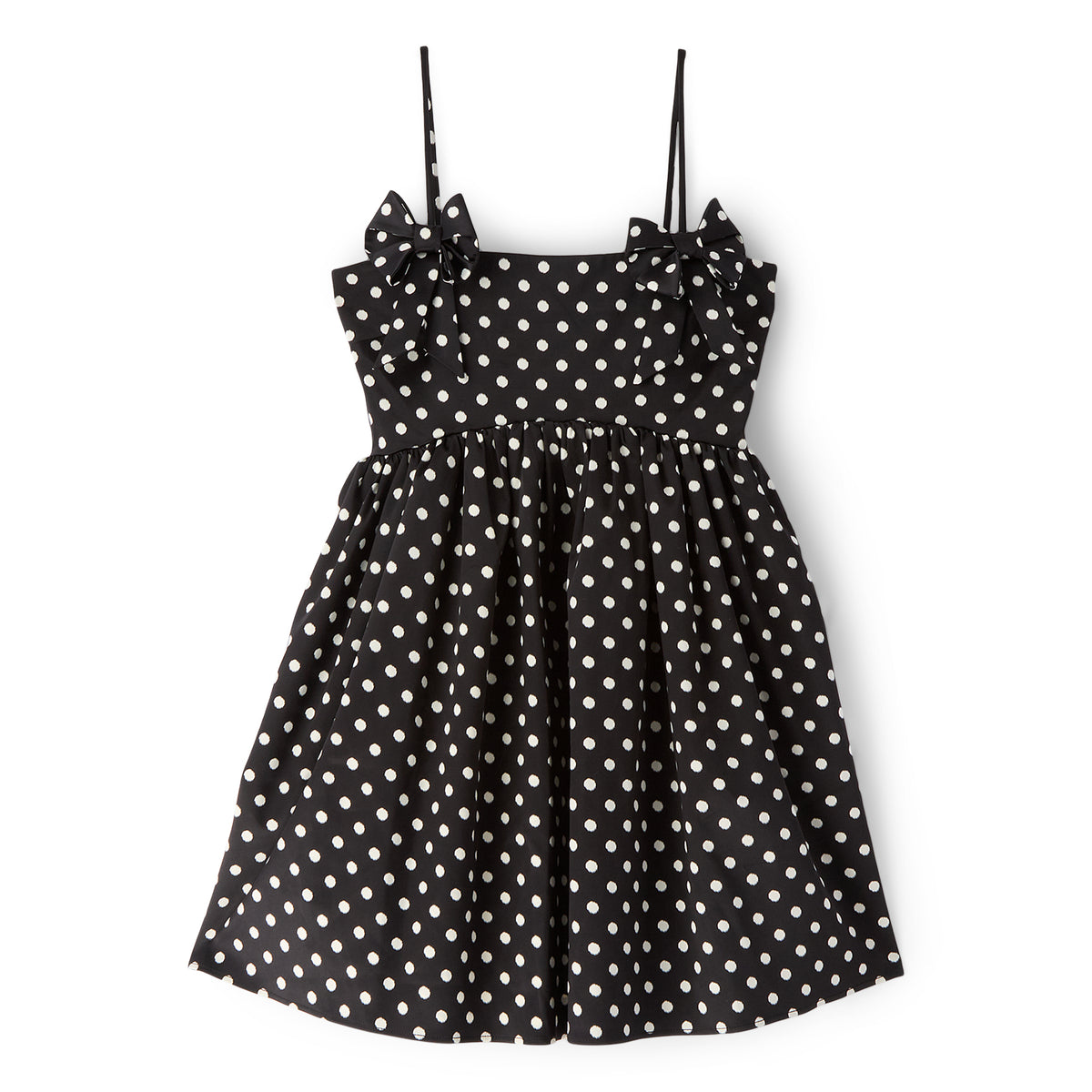 GANNI Printed Double Satin Mini Strap Dress (Black)
