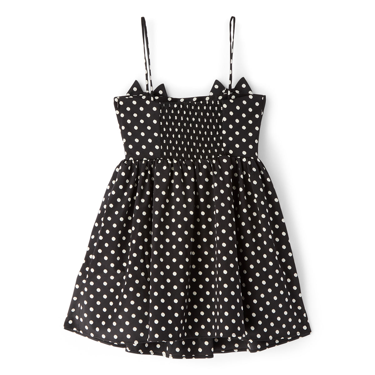 GANNI Printed Double Satin Mini Strap Dress (Black)