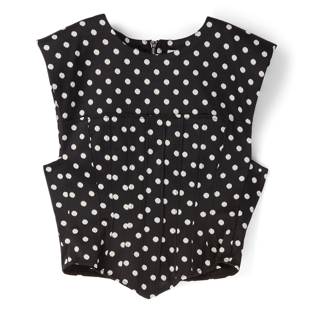 GANNI Printed Double Satin Corset Top (Black)