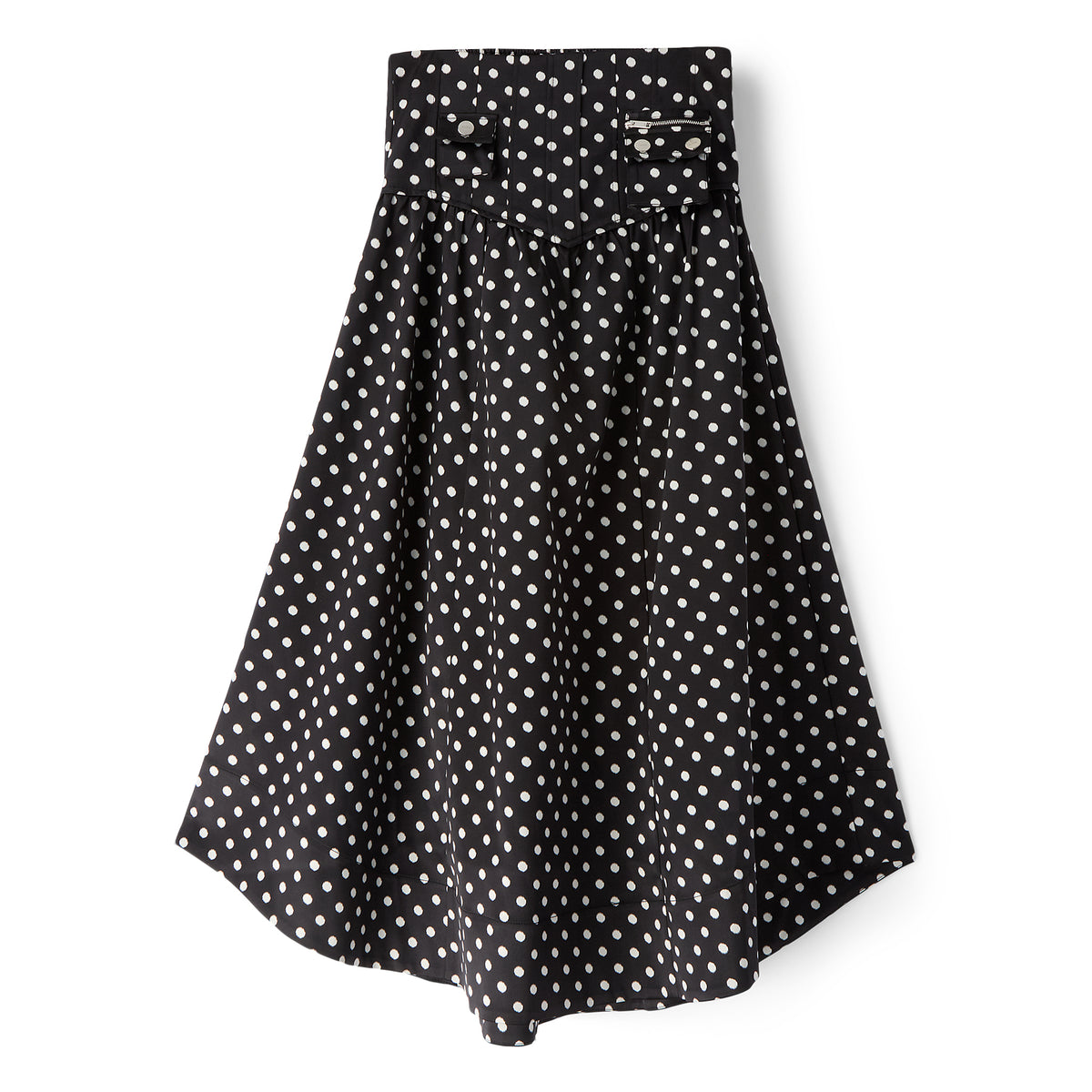 GANNI Printed Double Satin Corset Skirt (Black)