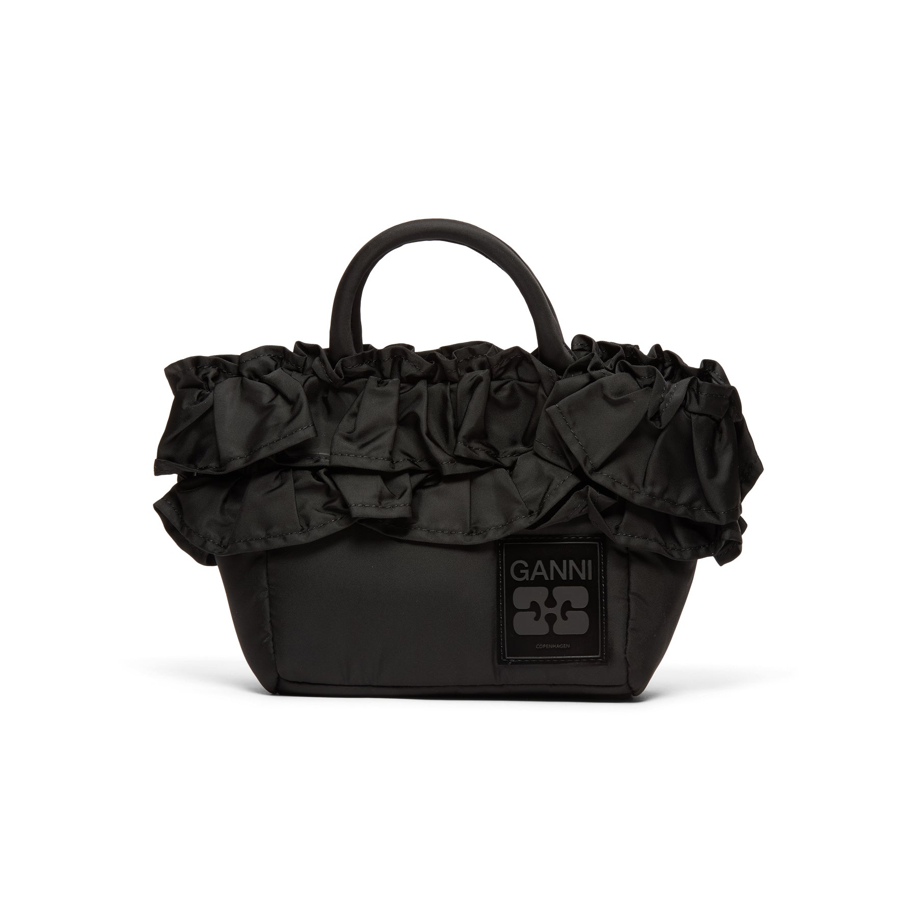 GANNI Mini Ruffle Tote Bag (Black)