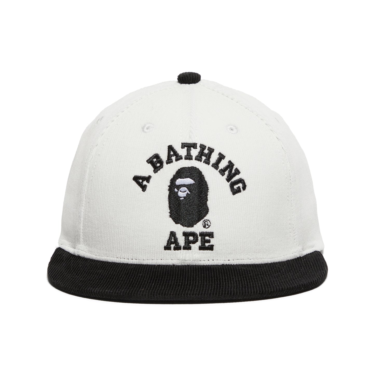 A Bathing Ape Corduroy College Snap Back Cap (White)