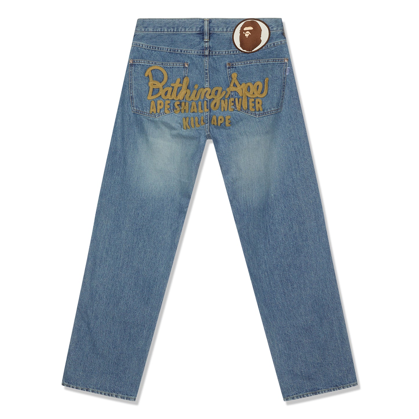 A Bathing Ape Bape Champion Denim Pants (Light Indigo) – CNCPTS A Bathing Ape Bape Champion Denim Pants (Light Indigo) – CNCPTS