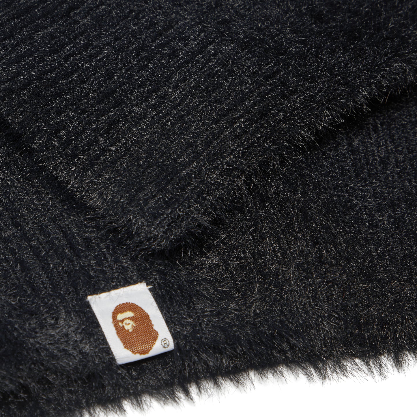 A Bathing Ape Embroidery Shaggy Knit Cardigan (Black)