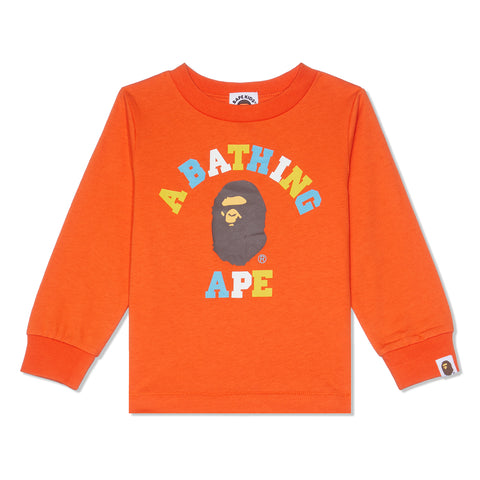 A Bathing Ape Kids Colors College Long Sleeve Tee (Orange)