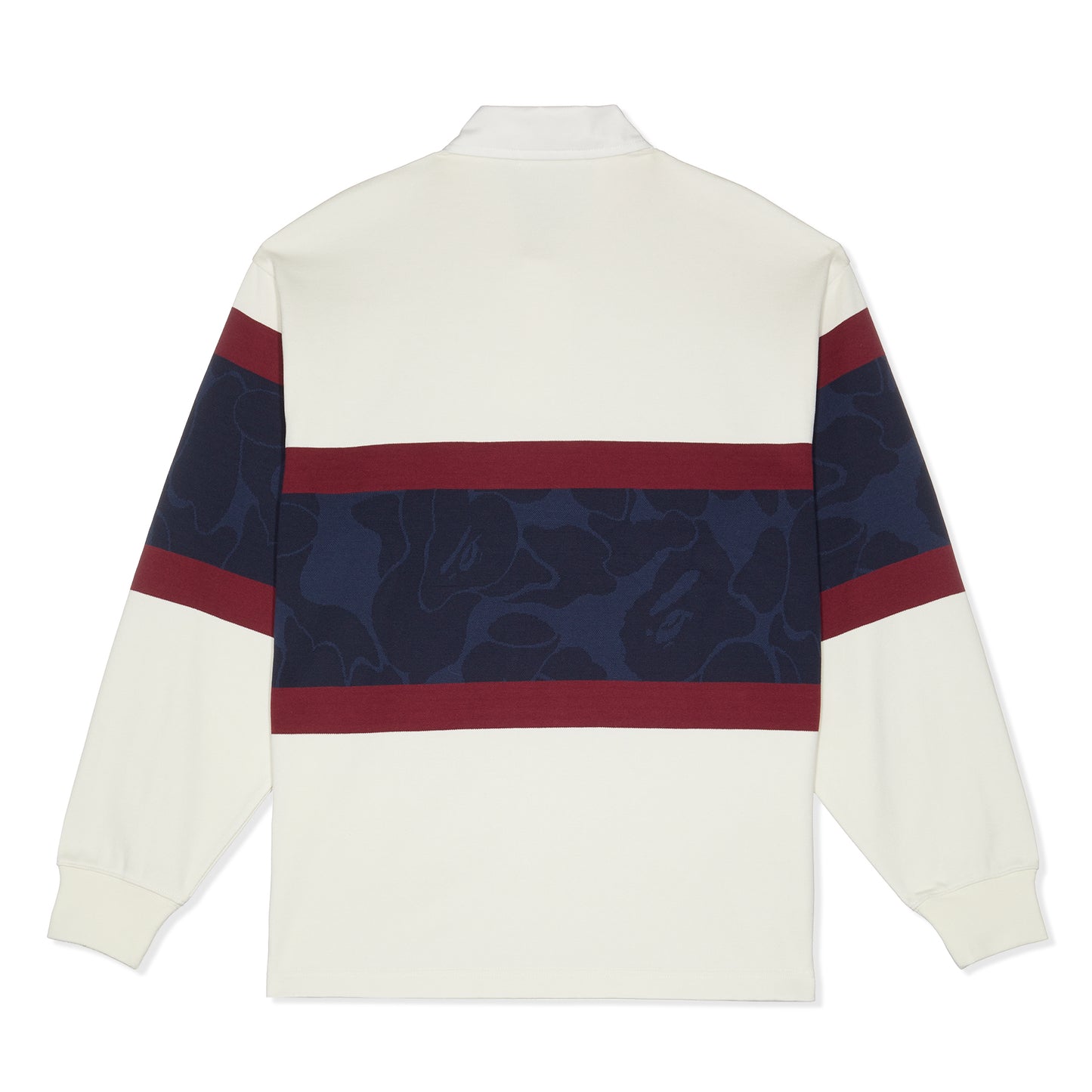 A Bathing Ape Metal One Point Bape Long Sleeve Color Blocking Rugby Polo (Ivory)