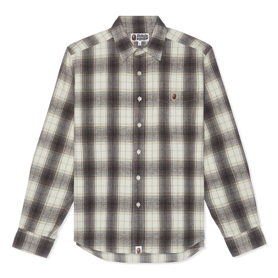 A Bathing Ape Head One Point Flannel Check Shirt (Ivory)