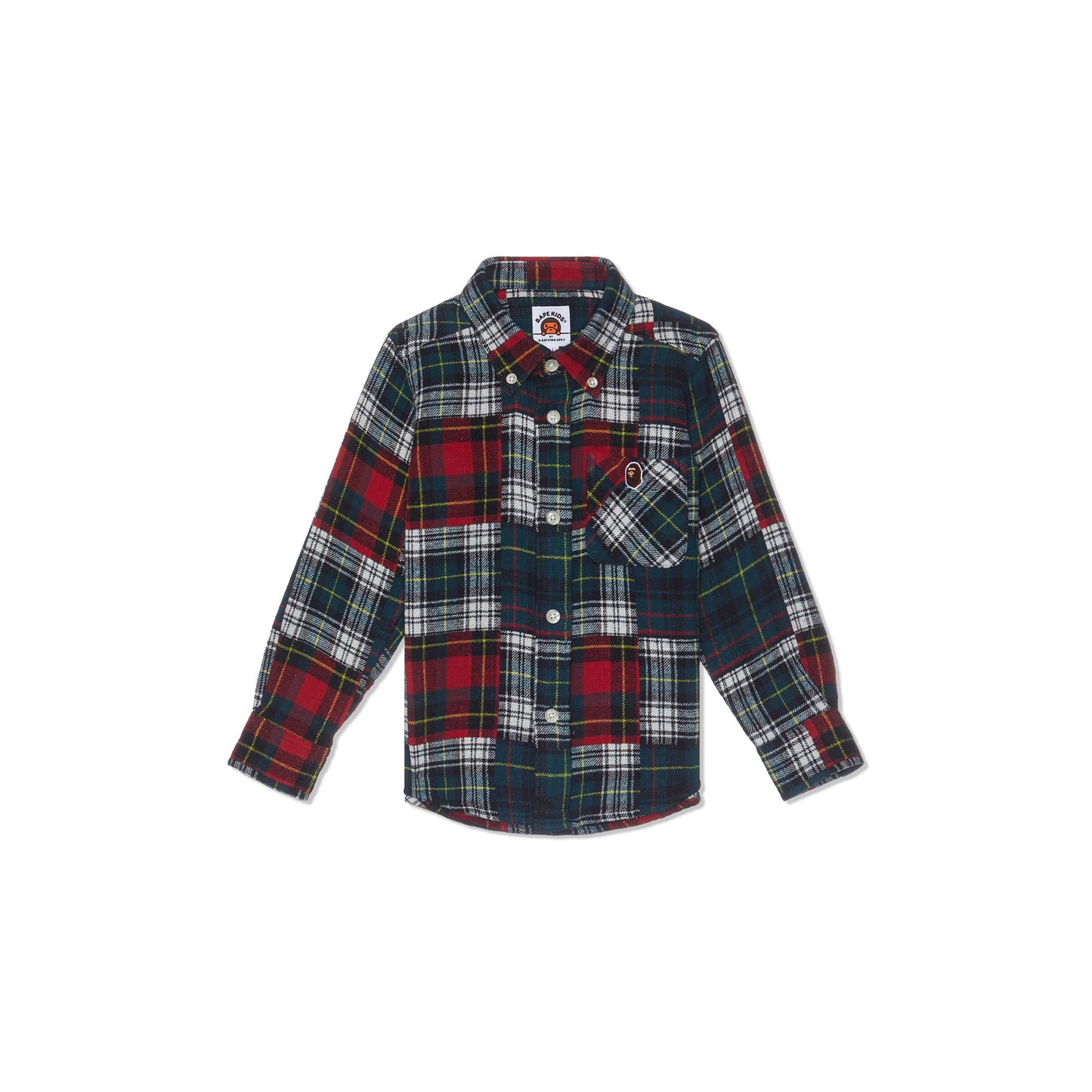 A Bathing Ape Kids Crazy Check Flannel Shirt (Red)
