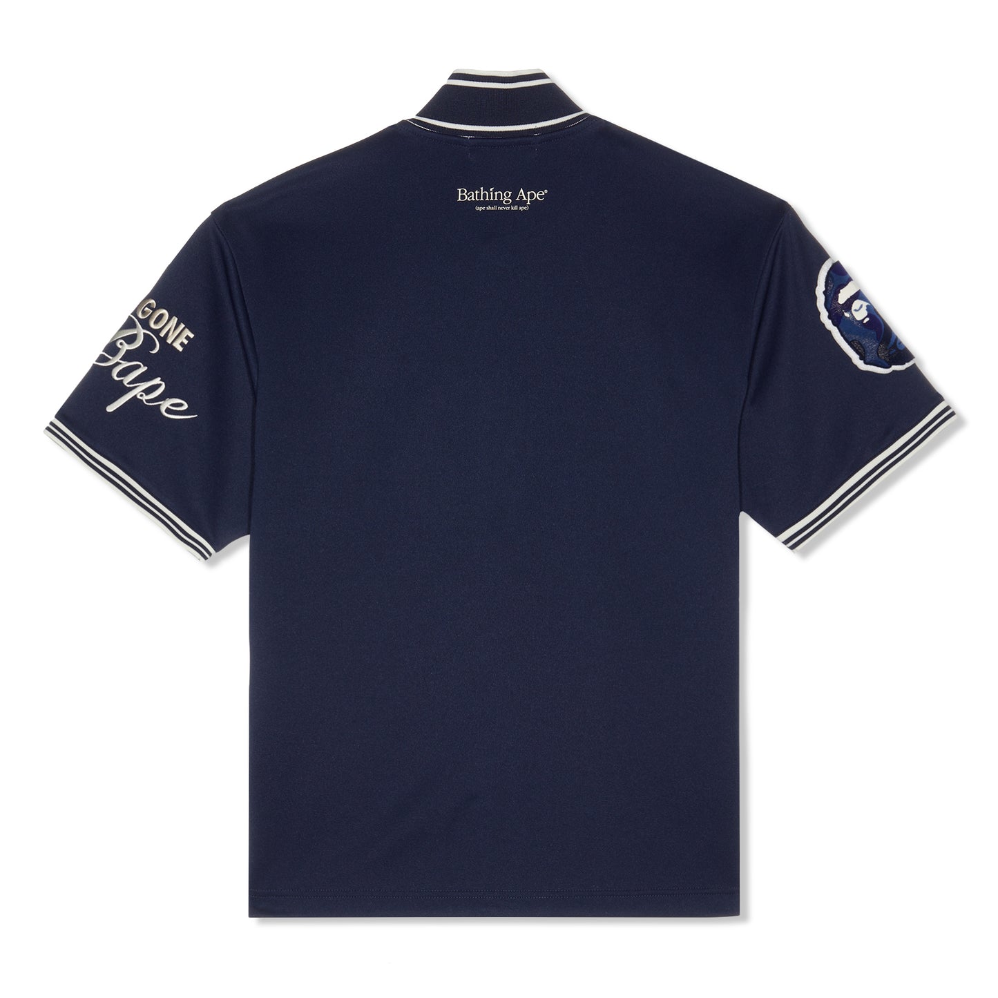 A Bathing Ape Baseball Jersey Short Sleeve Shirt (Navy)