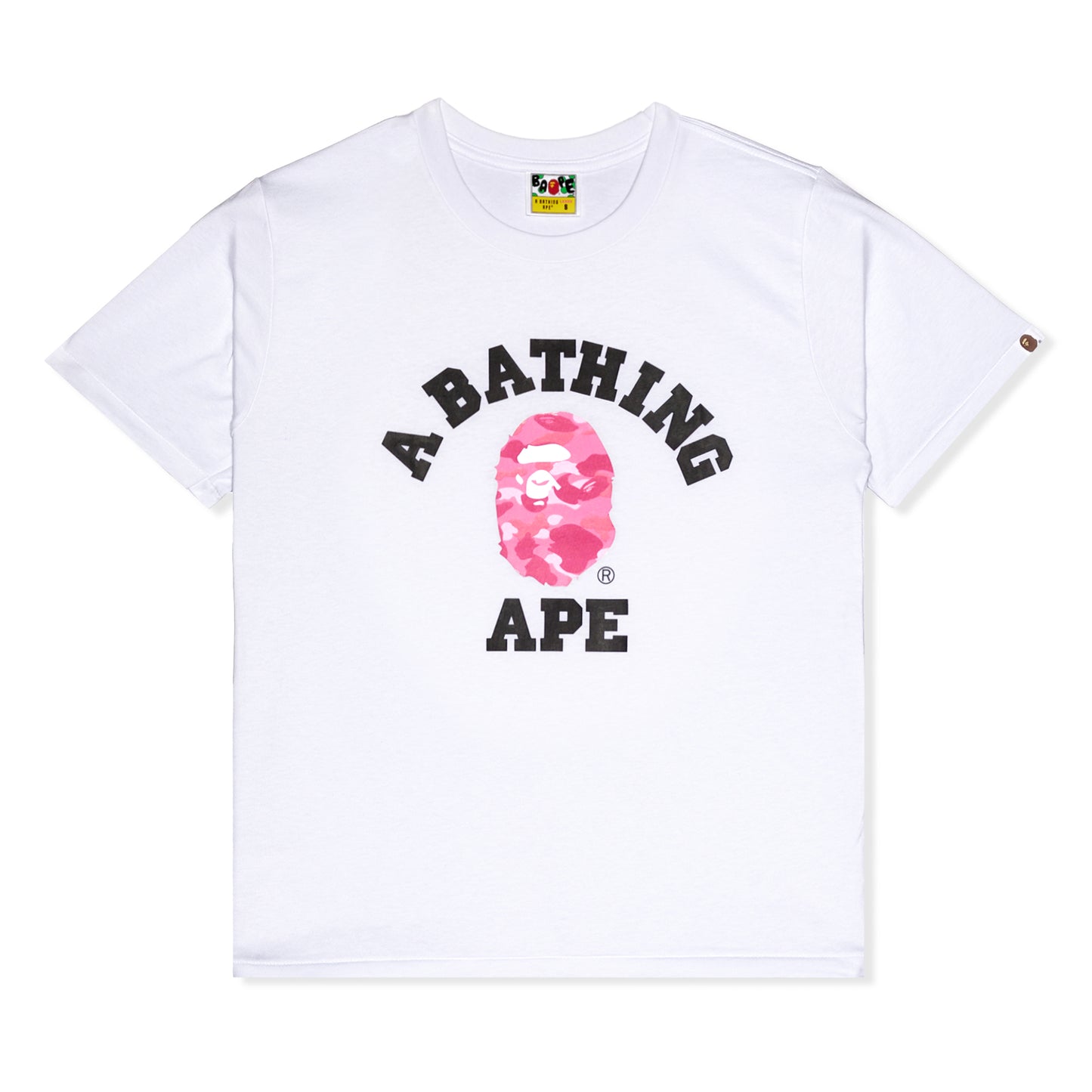 A Bathing Ape Womens Color Camo College Tee (White/Pink)
