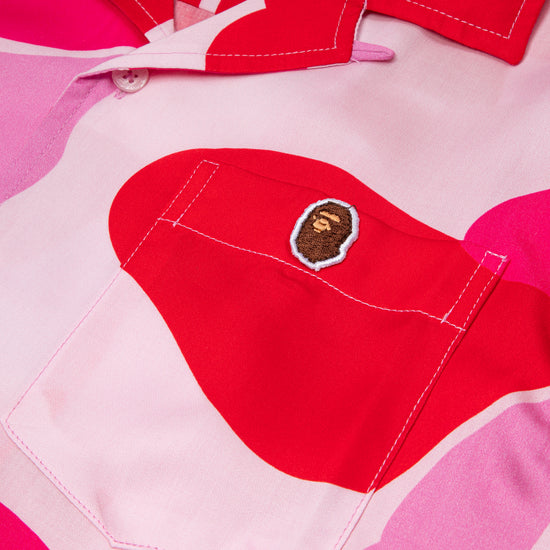 A Bathing Ape ABC Camo Open Collar Shirt (Pink)