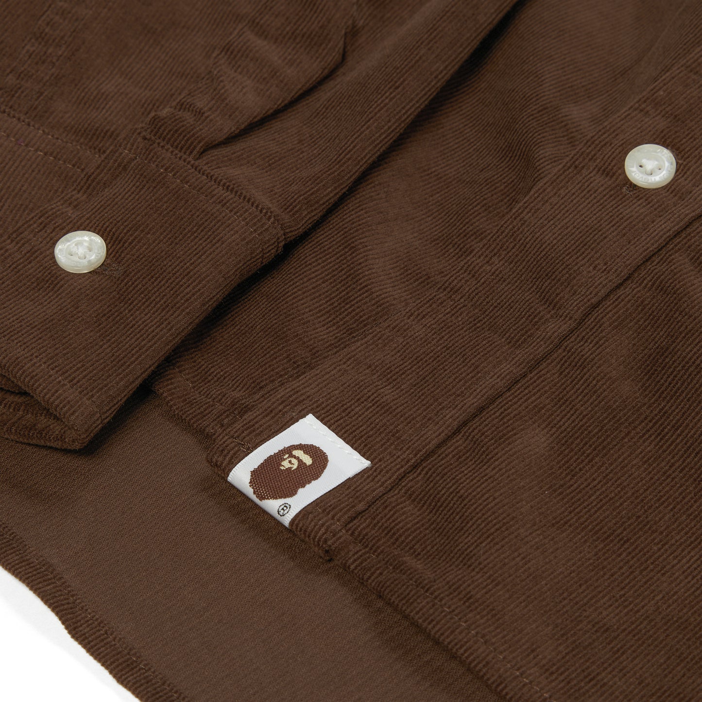 A Bathing Ape Head One Point Corduroy Shirt (Brown)