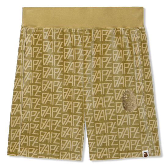 A Bathing Ape Bape Monogram Velour Shorts (Beige)