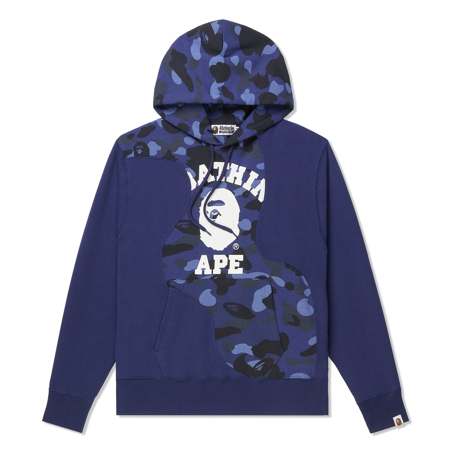 A Bathing Ape Color Camo College Cutting Relaxed Hoodie (Navy)