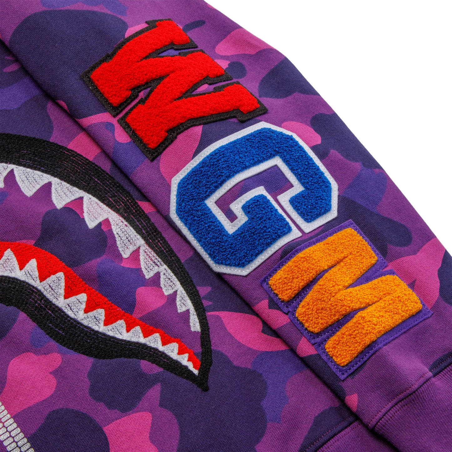 A Bathing Ape Color Camo Embroidery Shark Crewneck (Purple)