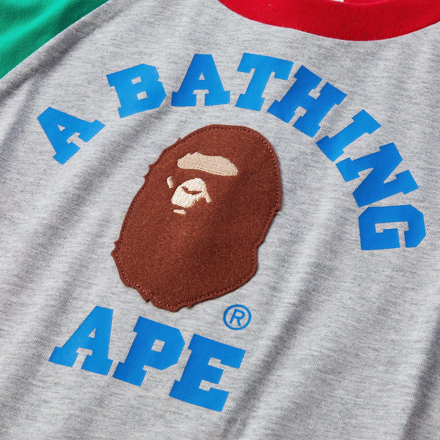 A Bathing Ape Kids College Raglan Tee (Gray)