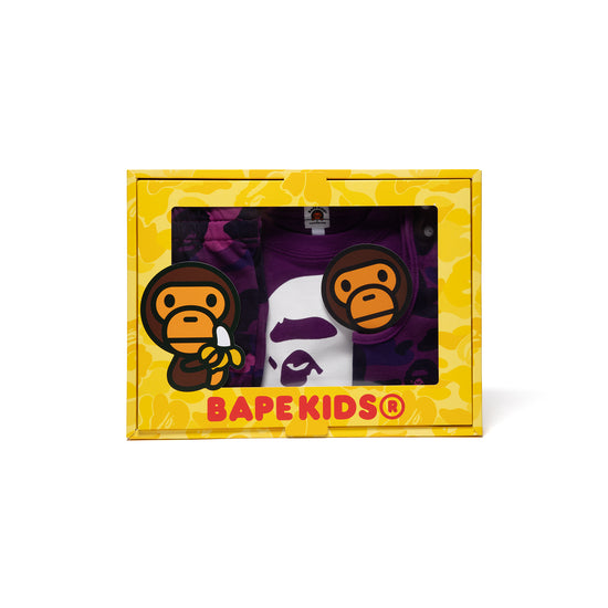 A Bathing Ape Kids Color Camo by Bathing Baby Gift Set (Purple)