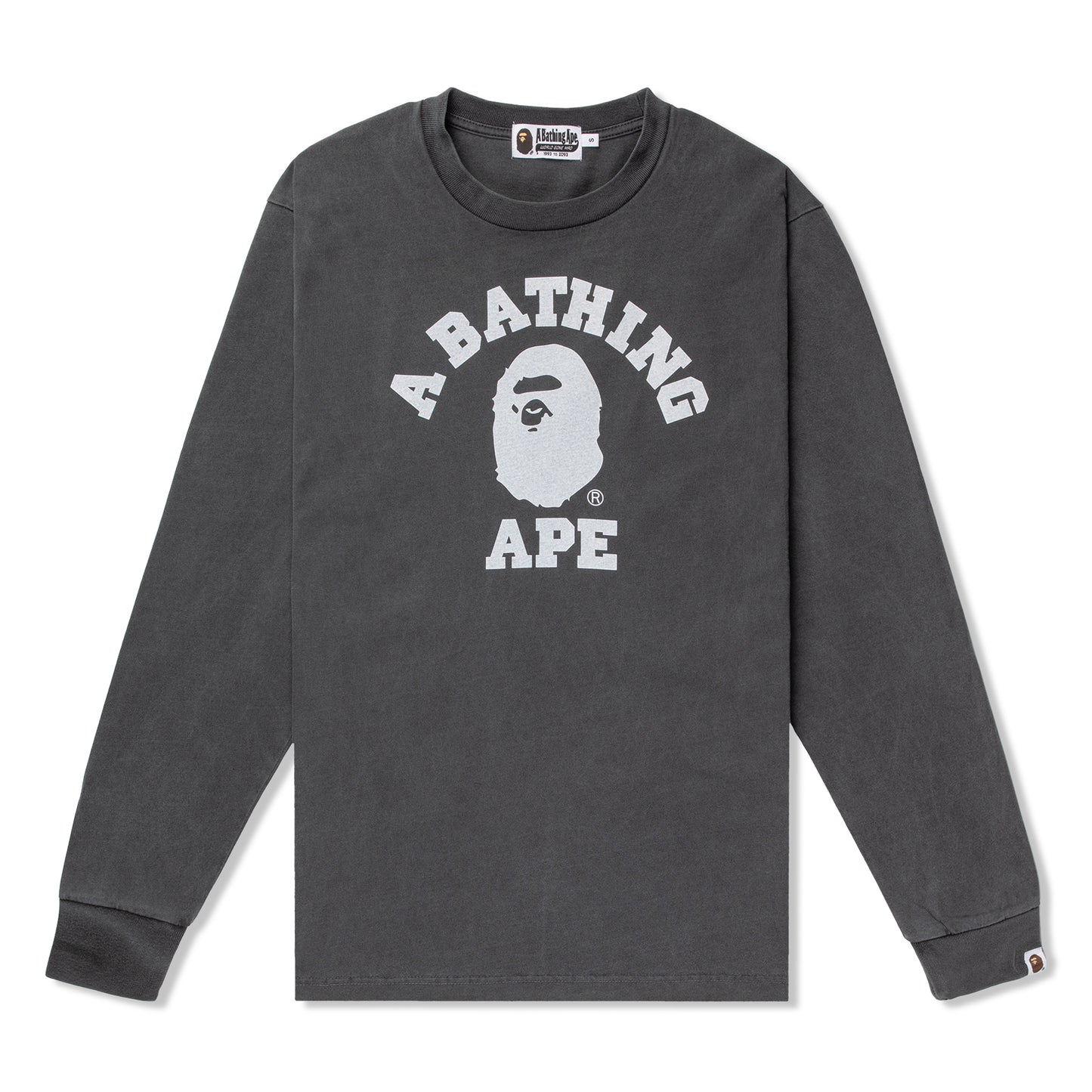 A Bathing Ape Overdye College Relaxed Fit Long Sleeve Tee (Black)