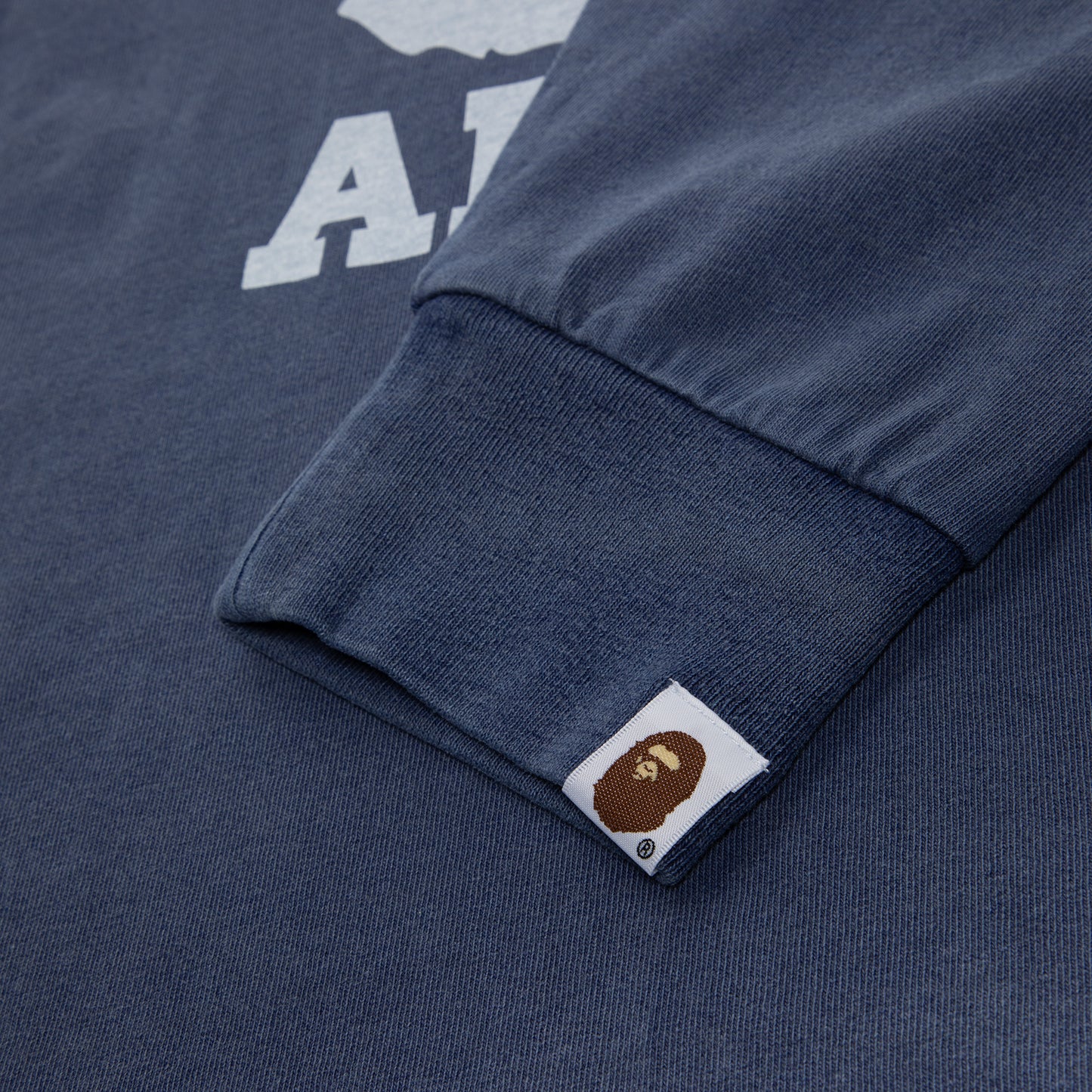 A Bathing Ape Overdye College Relaxed Fit Long Sleeve Tee (Navy)