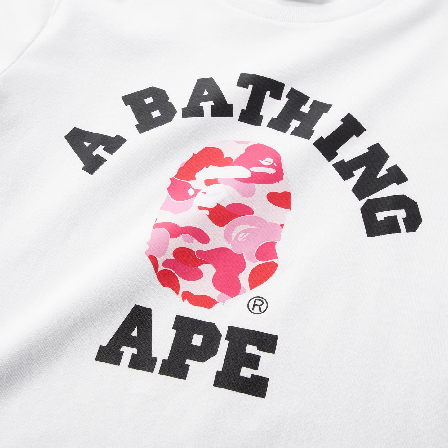 A Bathing Ape Womens ABC Camo College Tee (White/Pink)