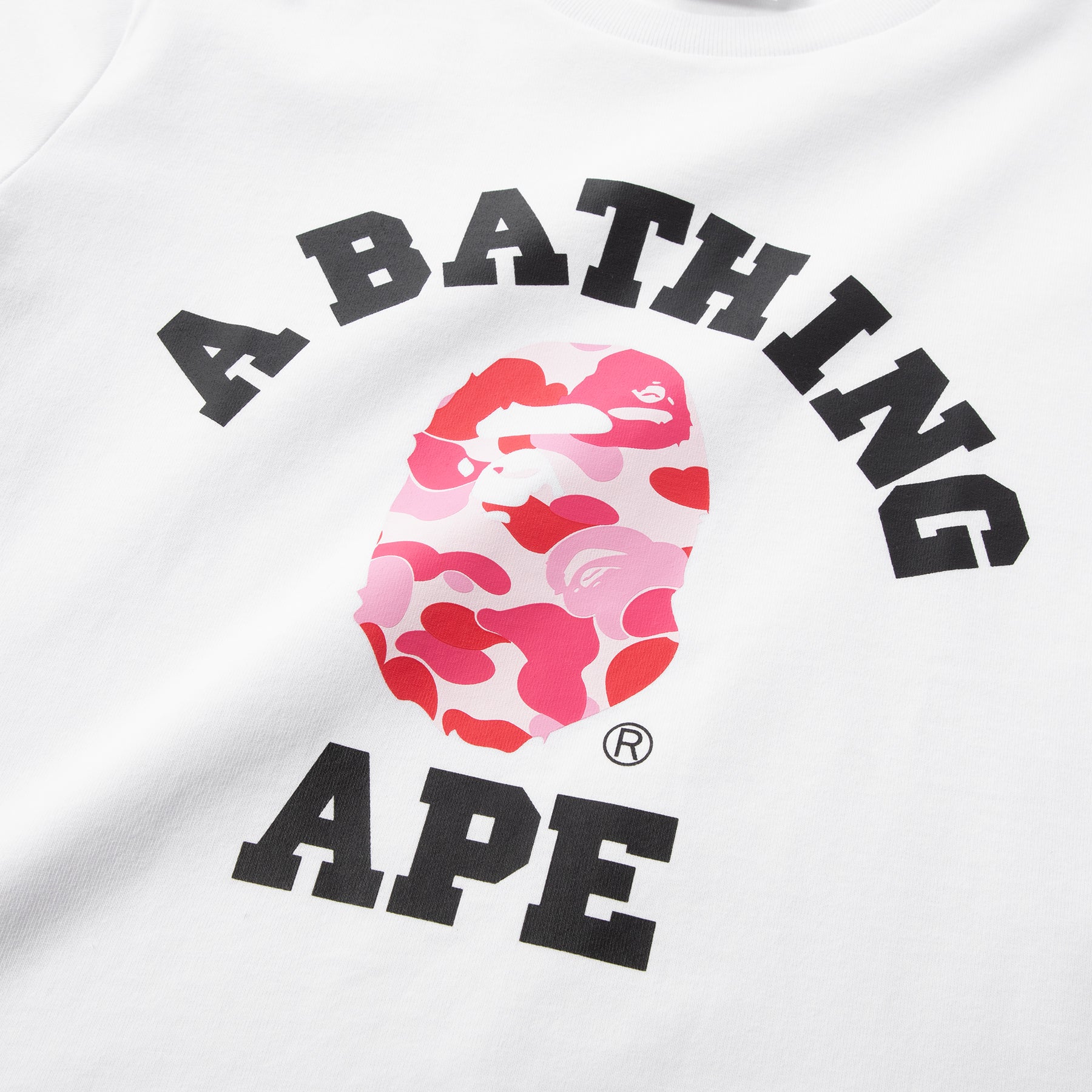 A Bathing Ape Men ABC Camo Bape Sta Logo Tee white pink