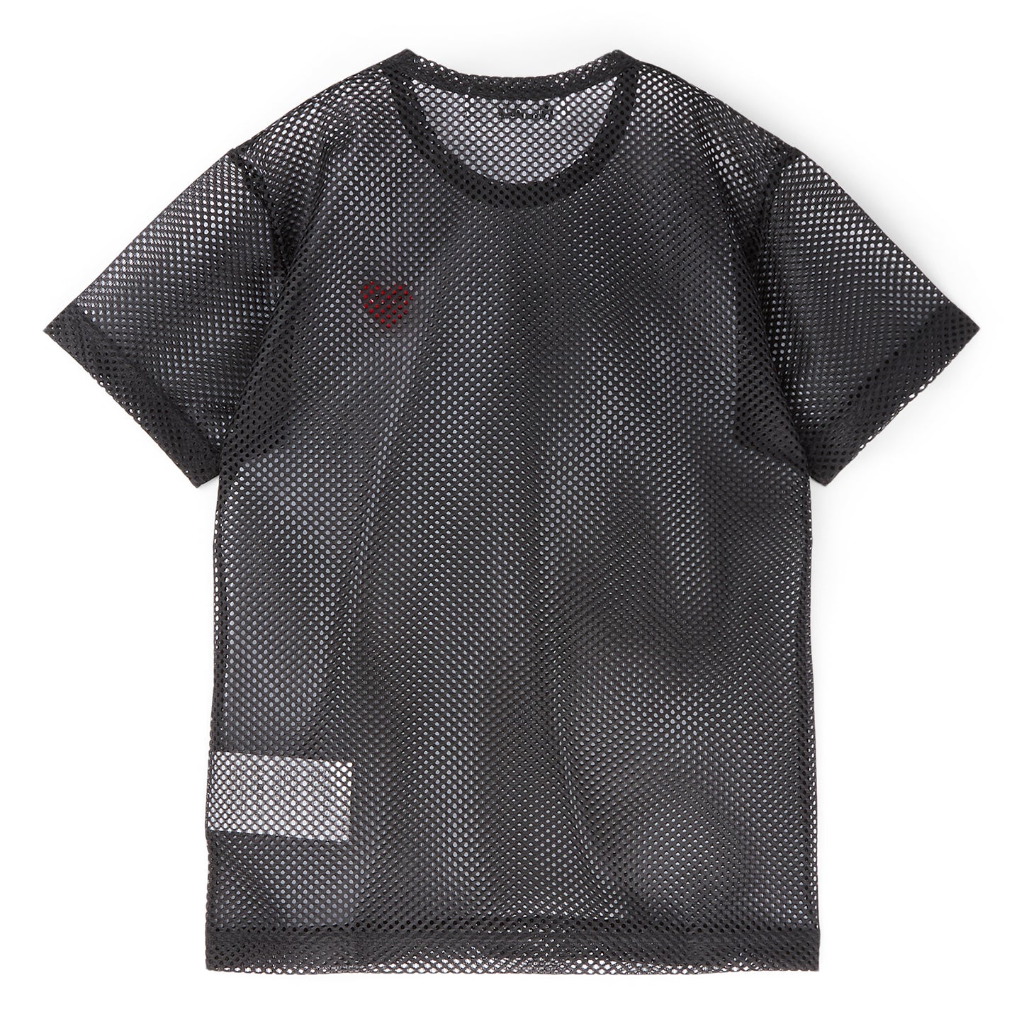 Comme Des Garcons PLAY Mesh Red Emblem T-Shirt (Black)