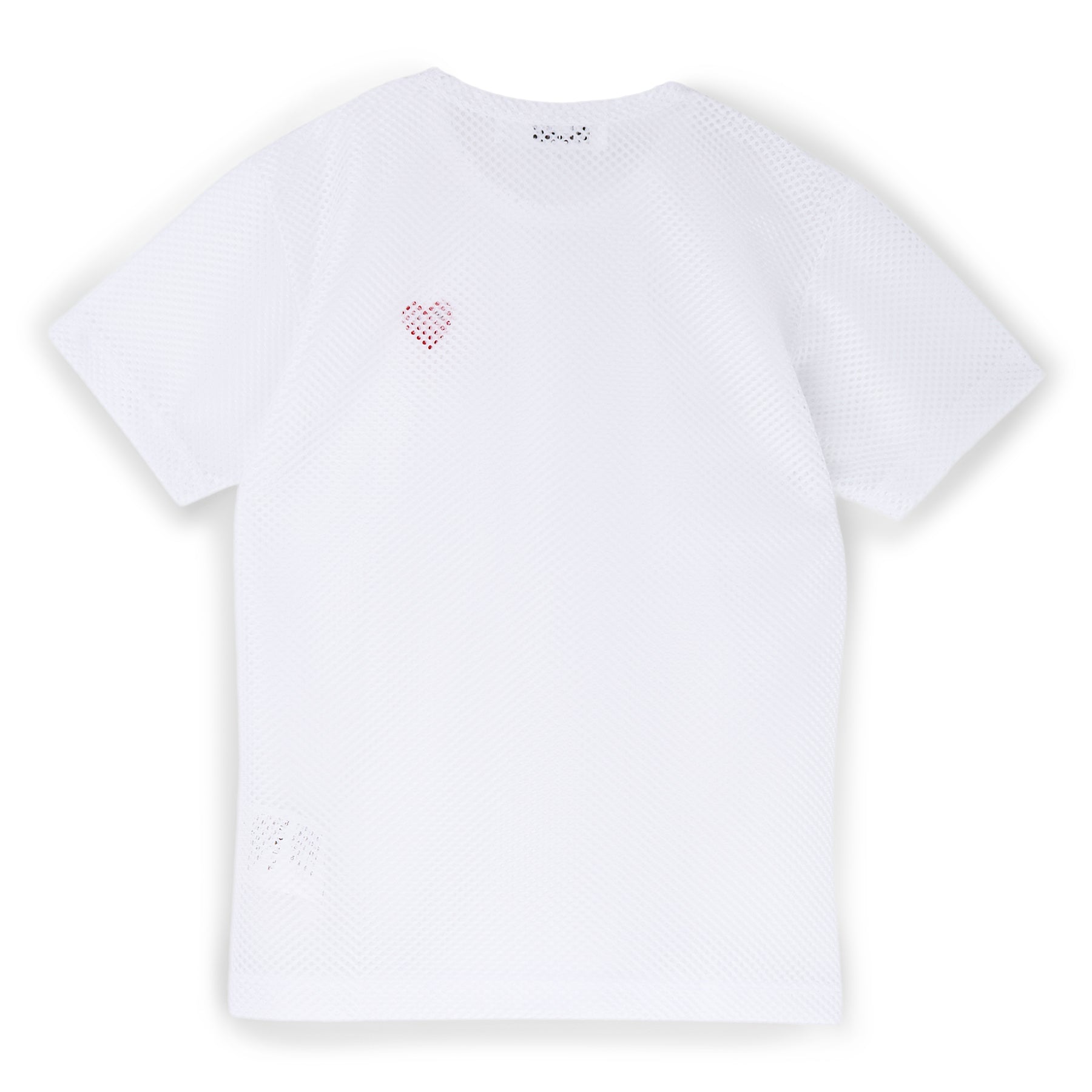 Comme Des Garcons PLAY Mesh Red Emblem T-Shirt (White) – CNCPTS