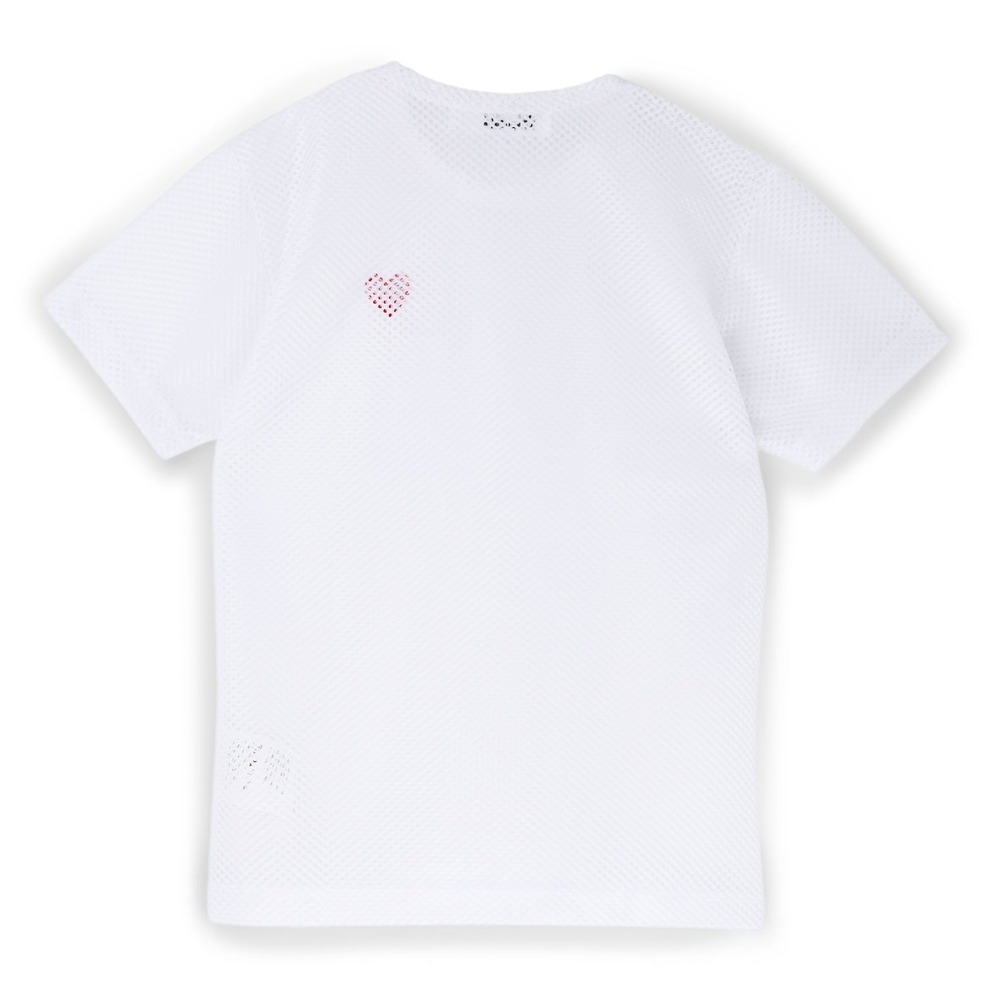 Comme Des Garcons PLAY Mesh Red Emblem T-Shirt (White)