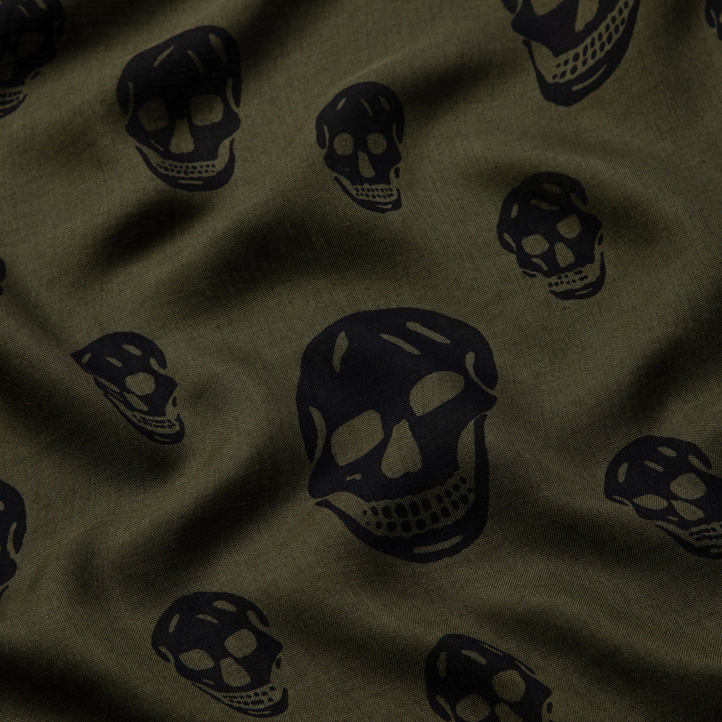 Alexander McQueen Skull Scarf (Khaki/Black)