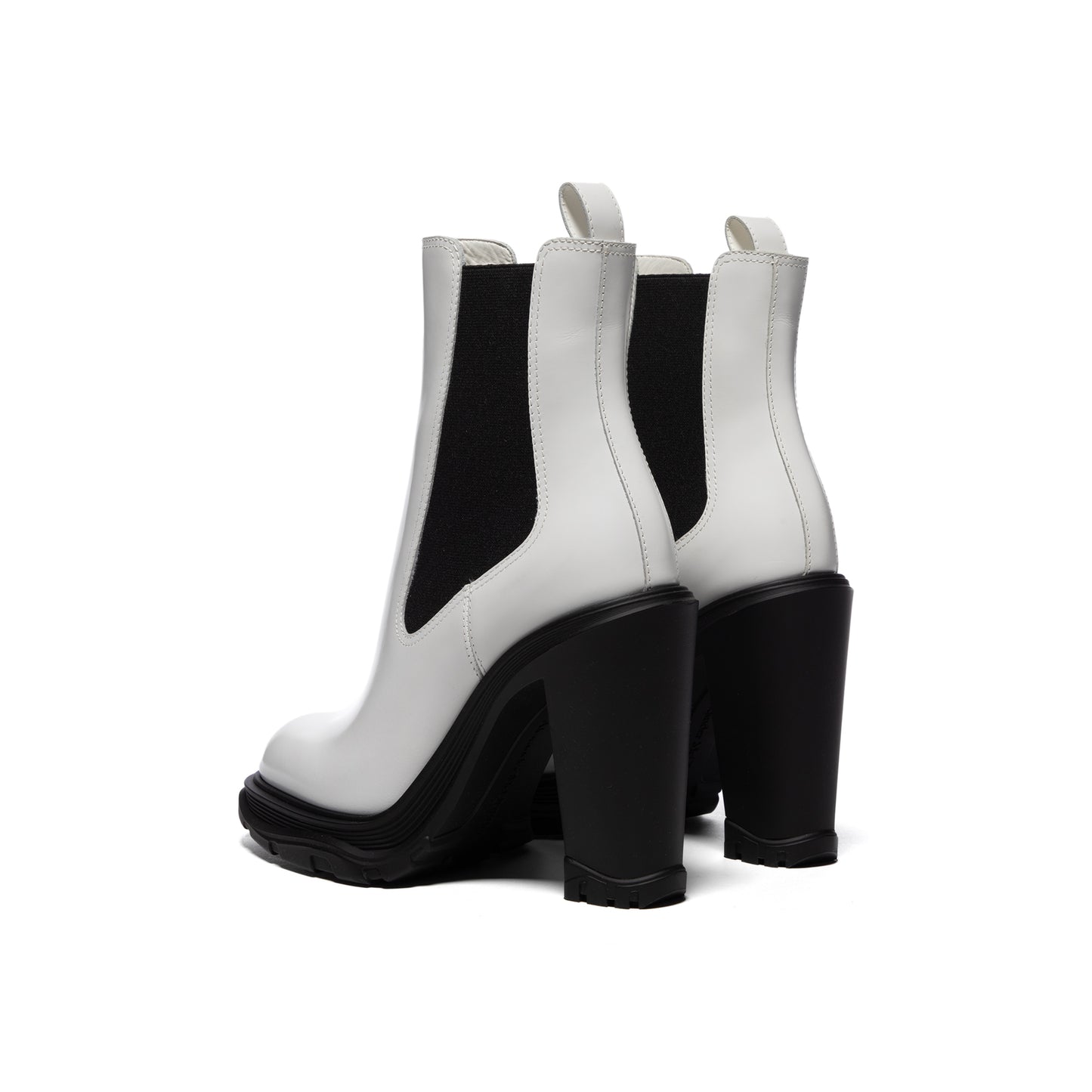 Alexander McQueen Tread Heeled Chelsea Boots (New Ivory/Black)