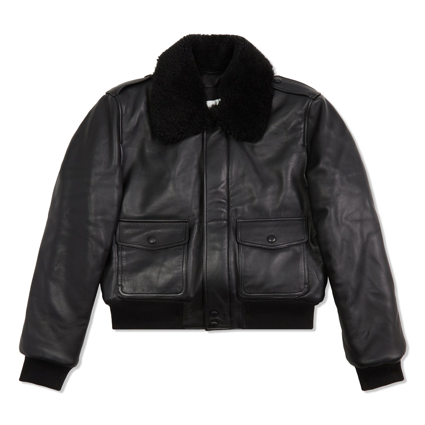 Ami Leather Bomber Jacket (Wool Tricotine Black)